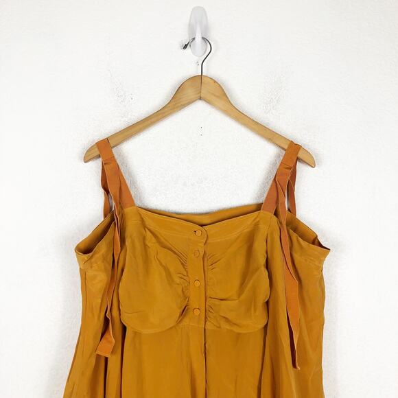 NWOT Silvia Tcherassi Magnolia Silk Midi Dress Small Cold Shoulder Button Front - Picture 3 of 13